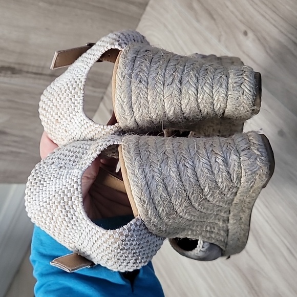 Paseart Tan Suede Espadrille Wedge Sandals Ankle Strap Jute Platform Size 38 - Picture 9 of 11